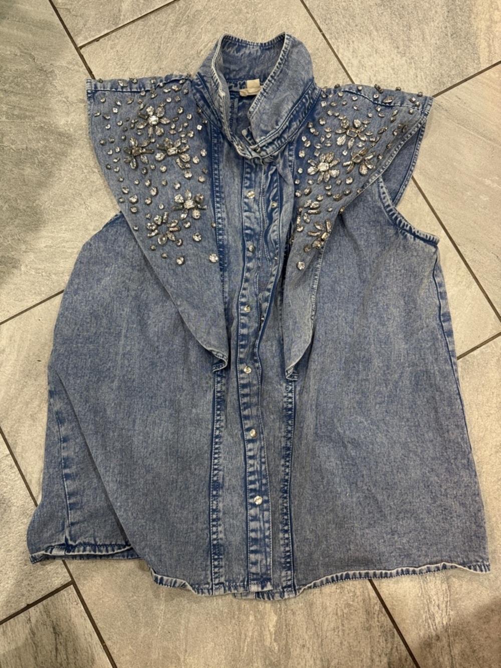 Embellished denim shirt - size m